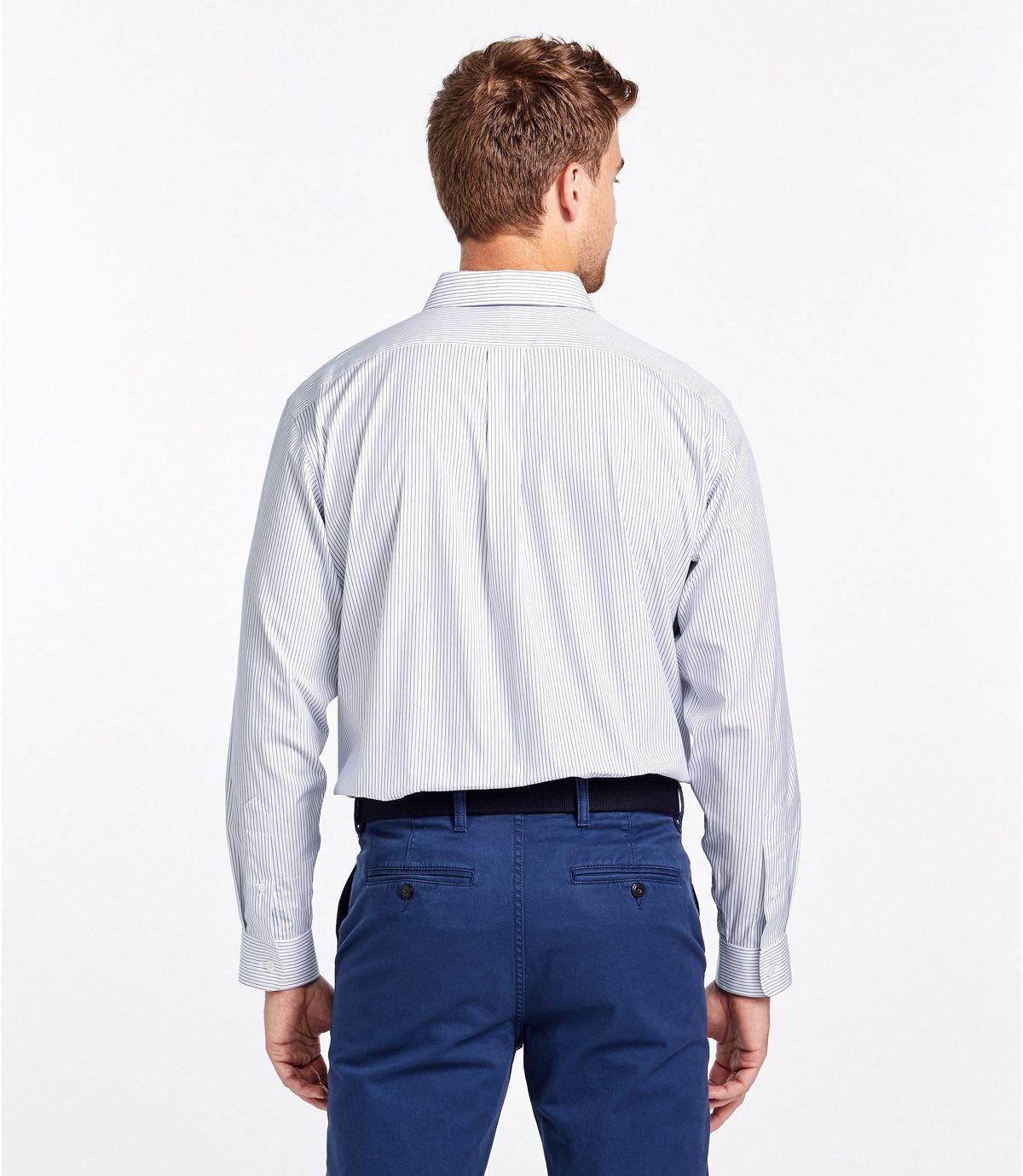 L.L.Bean Men's Wrinkle-Free Pinpoint Oxford Cloth Shirt, Traditional Fit Stripe