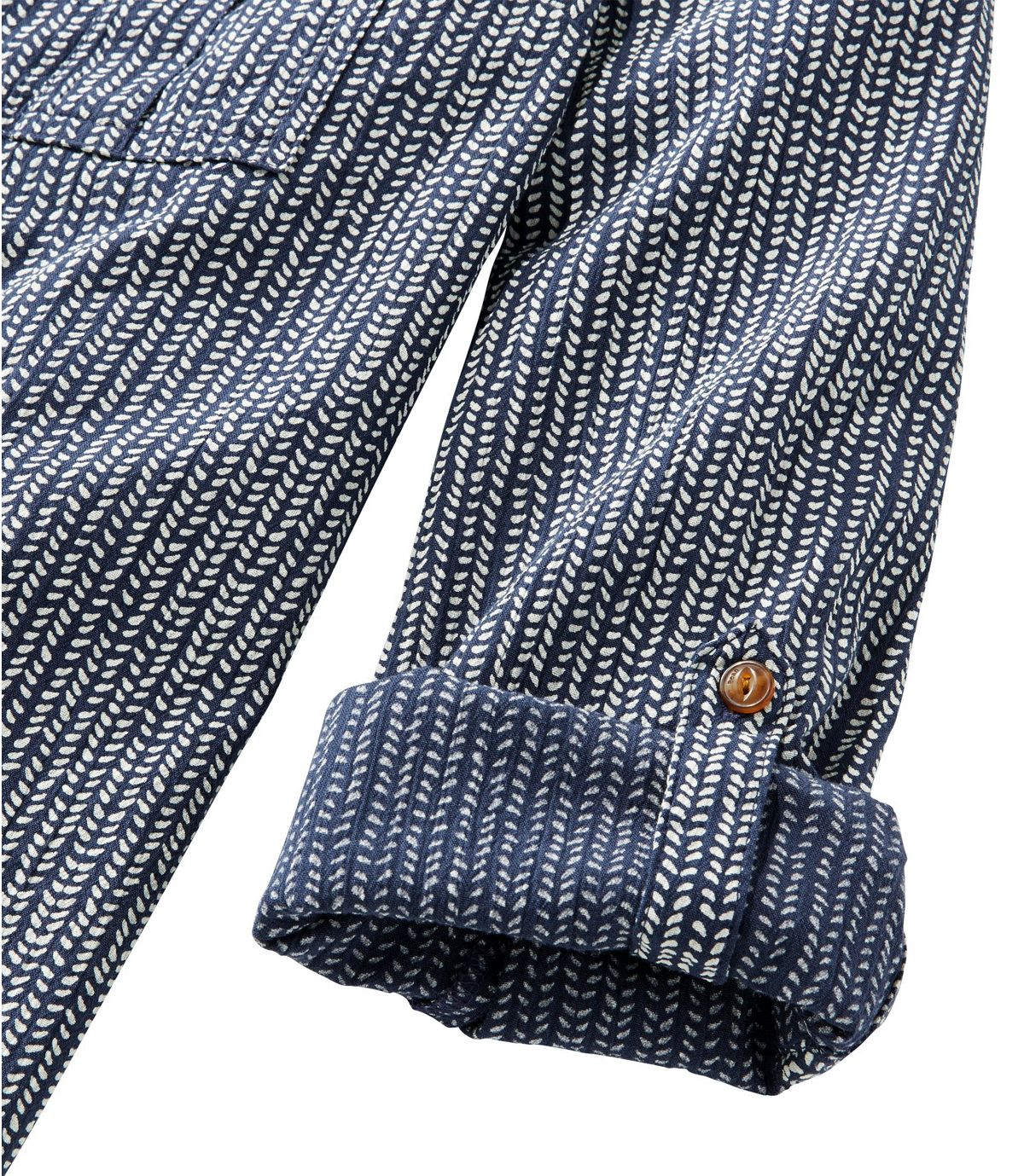 L.L.Bean Women's Soft Cotton Crinkle Shirt, Roll-Tab Print