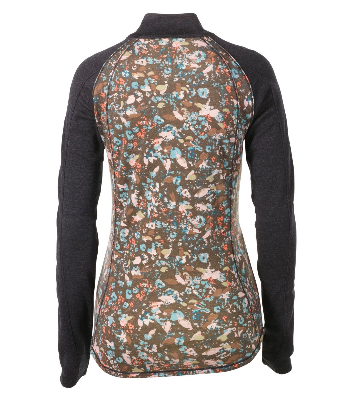 L.L.Bean Women's Cresta Wool Midweight Base Layer T-Zip, Print