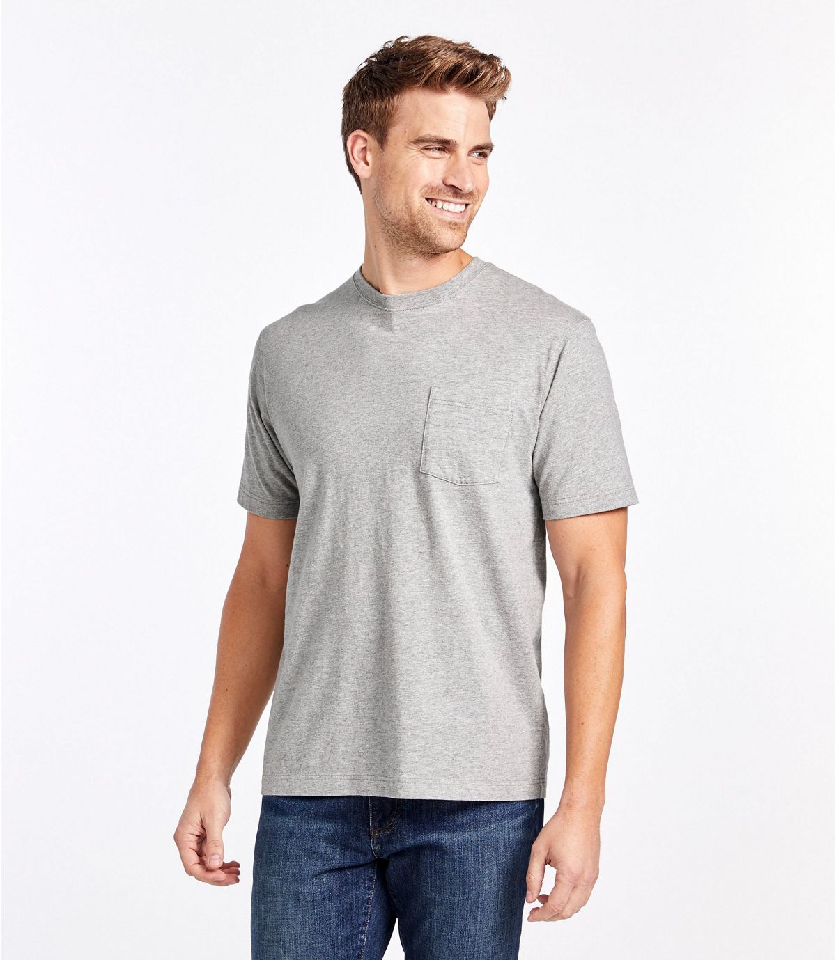 L.L.Bean Men's Carefree Unshrinkable Tee with Pocket, Traditional Fit