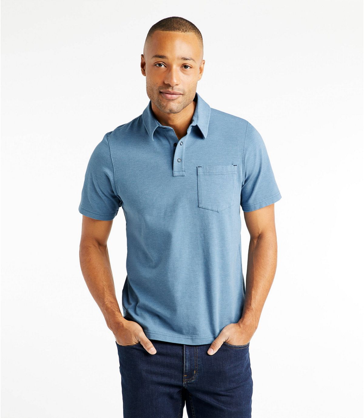 L.L.Bean Men's Allagash Pima Cotton Blend Polo Shirt, Short Sleeve