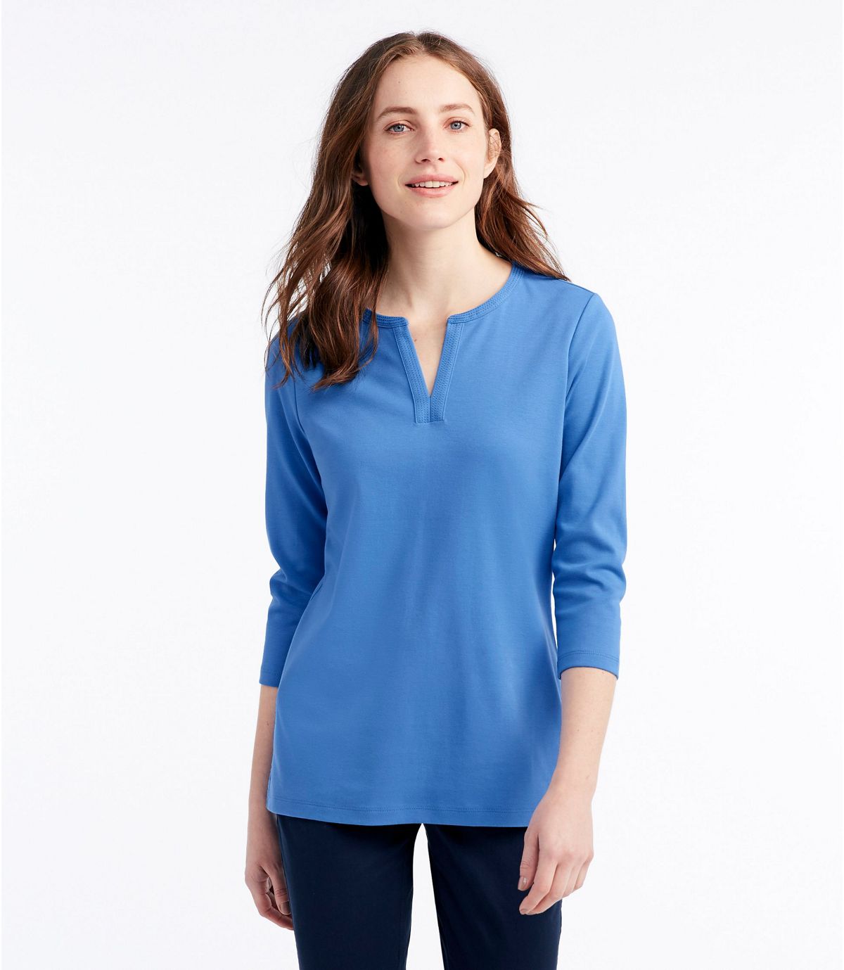L.L.Bean Women's L.L.Bean Tee, Three-Quarter-Sleeve Splitneck Tunic