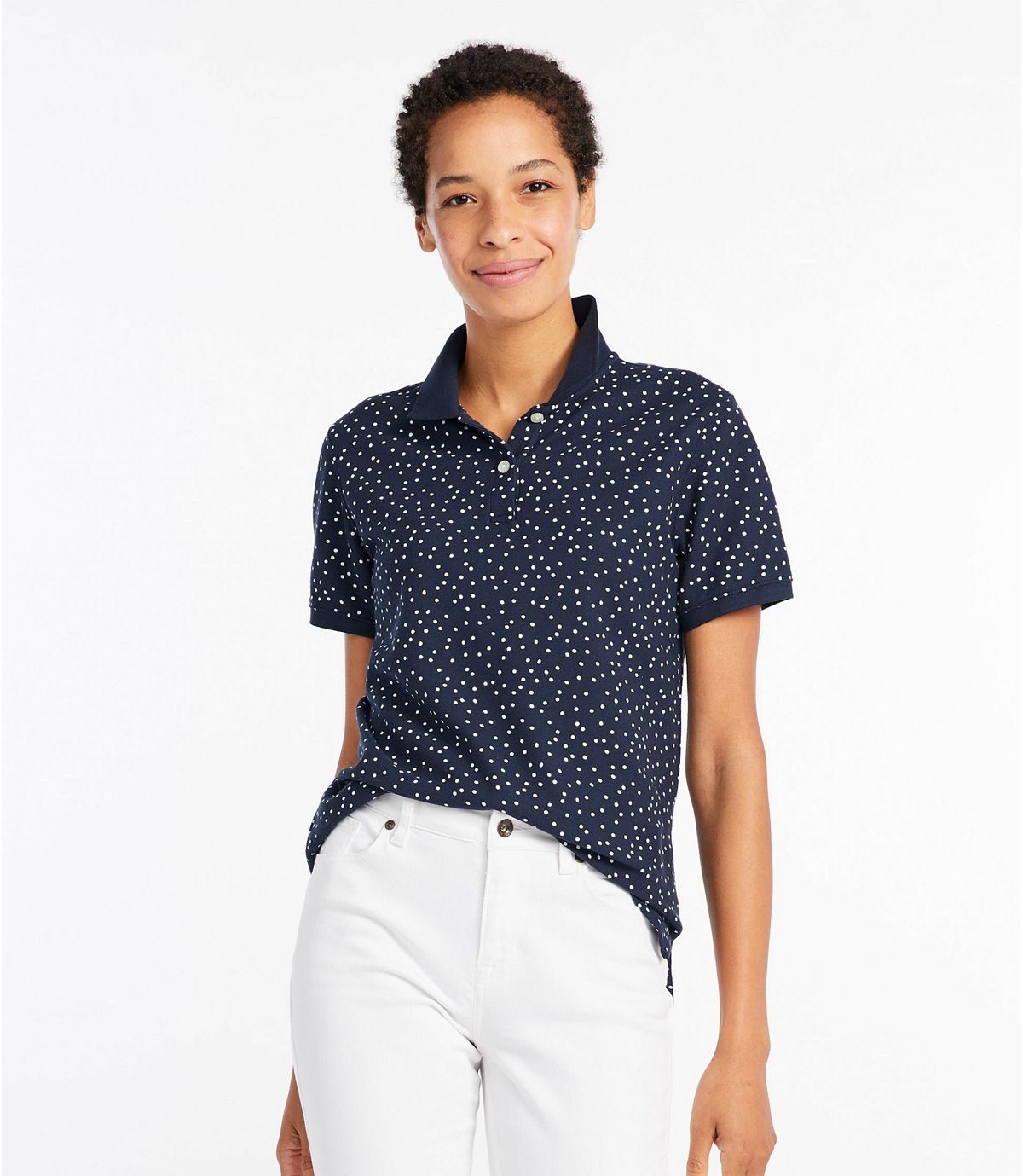 L.L.Bean Women's Premium Double L Polo, Short-Sleeve Relaxed Fit Print