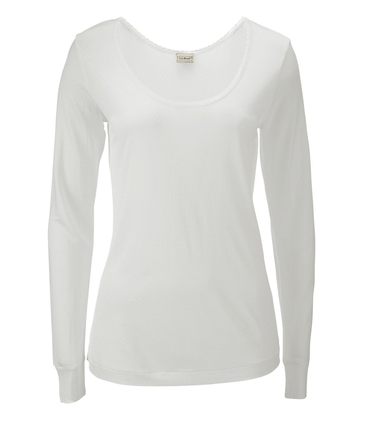 L.L.Bean Women's Silk Pointelle, Long-Sleeve Scoopneck