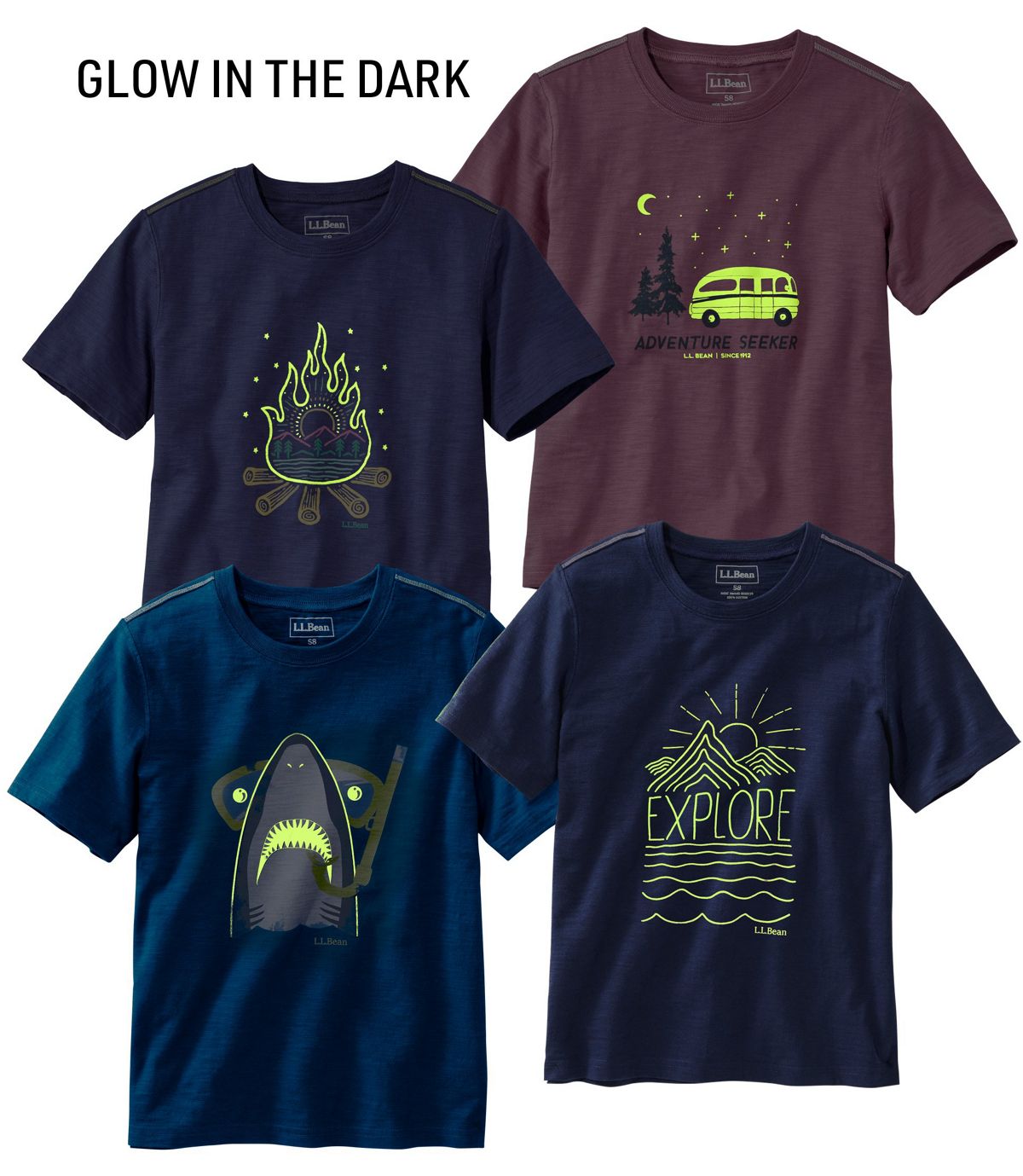 L.L.Bean Kids' Graphic Tee, Glow-in-the-Dark