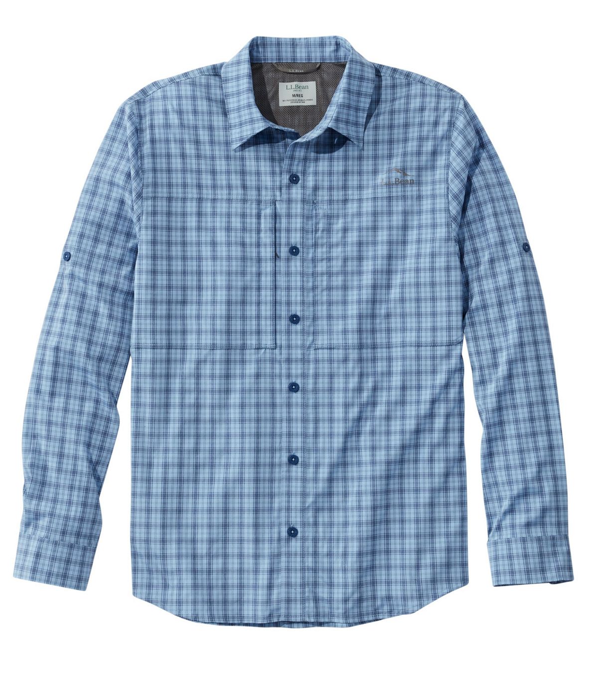 L.L.Bean Men's Tropicwear Pro Stretch Shirt, Long-Sleeve Plaid
