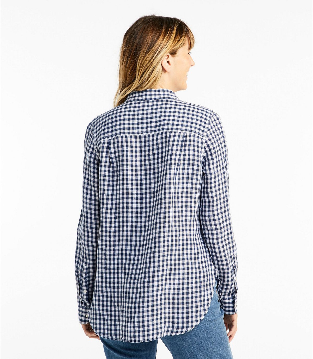 L.L.Bean Women's Premium Washable Linen Shirt, Tunic Plaid