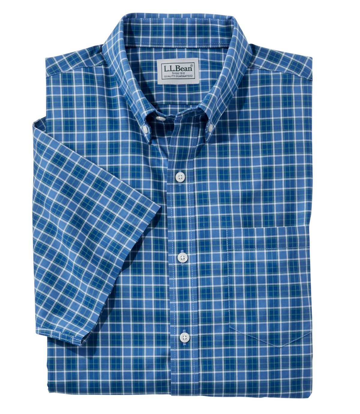 L.L.Bean Men's Wrinkle-Free Kennebunk Sport Shirt, Traditional Fit Short-Sleeve Check