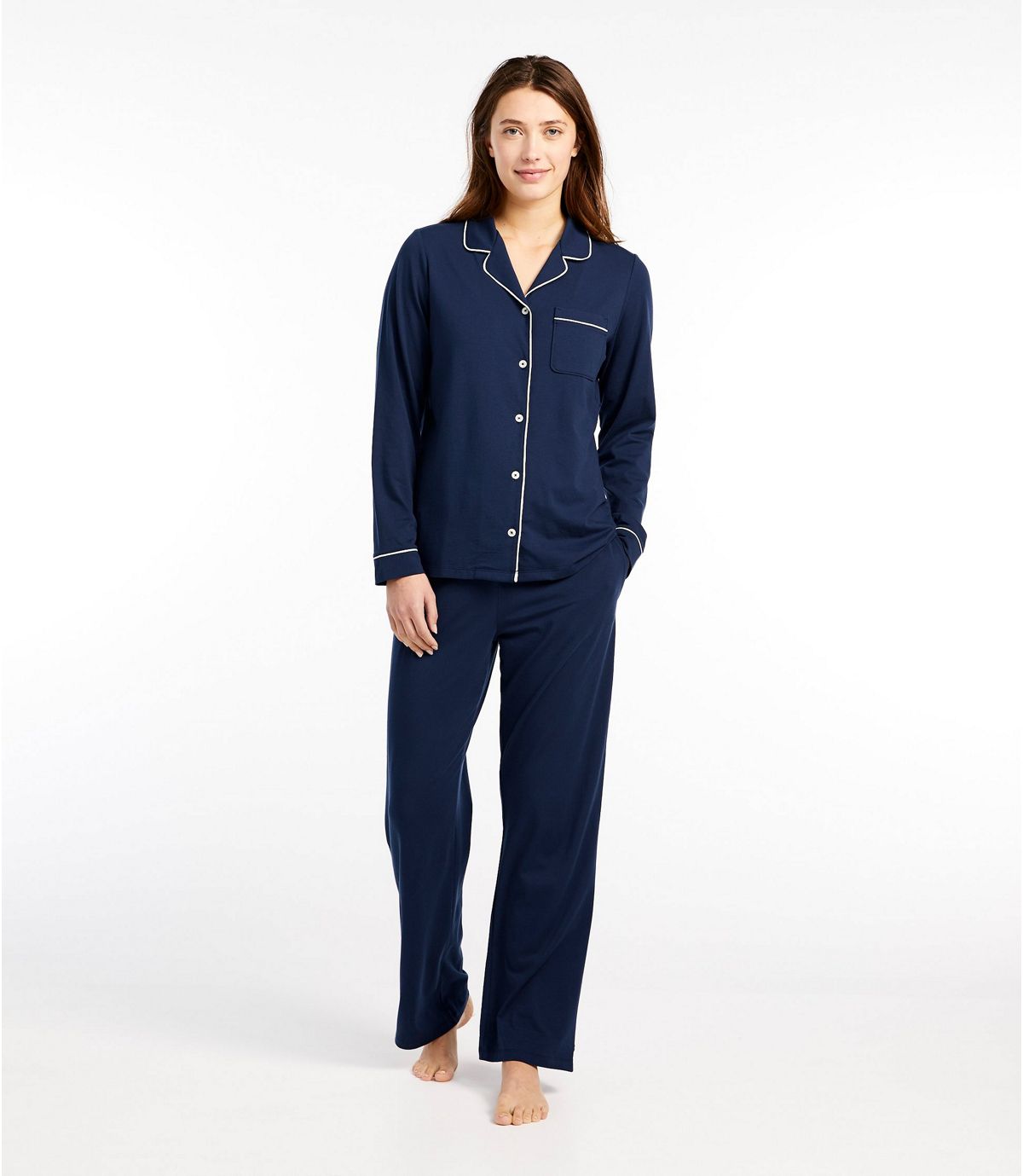 L.L.Bean Women's Organic Supersoft Shrink-Free Pajama Set, Button-Front