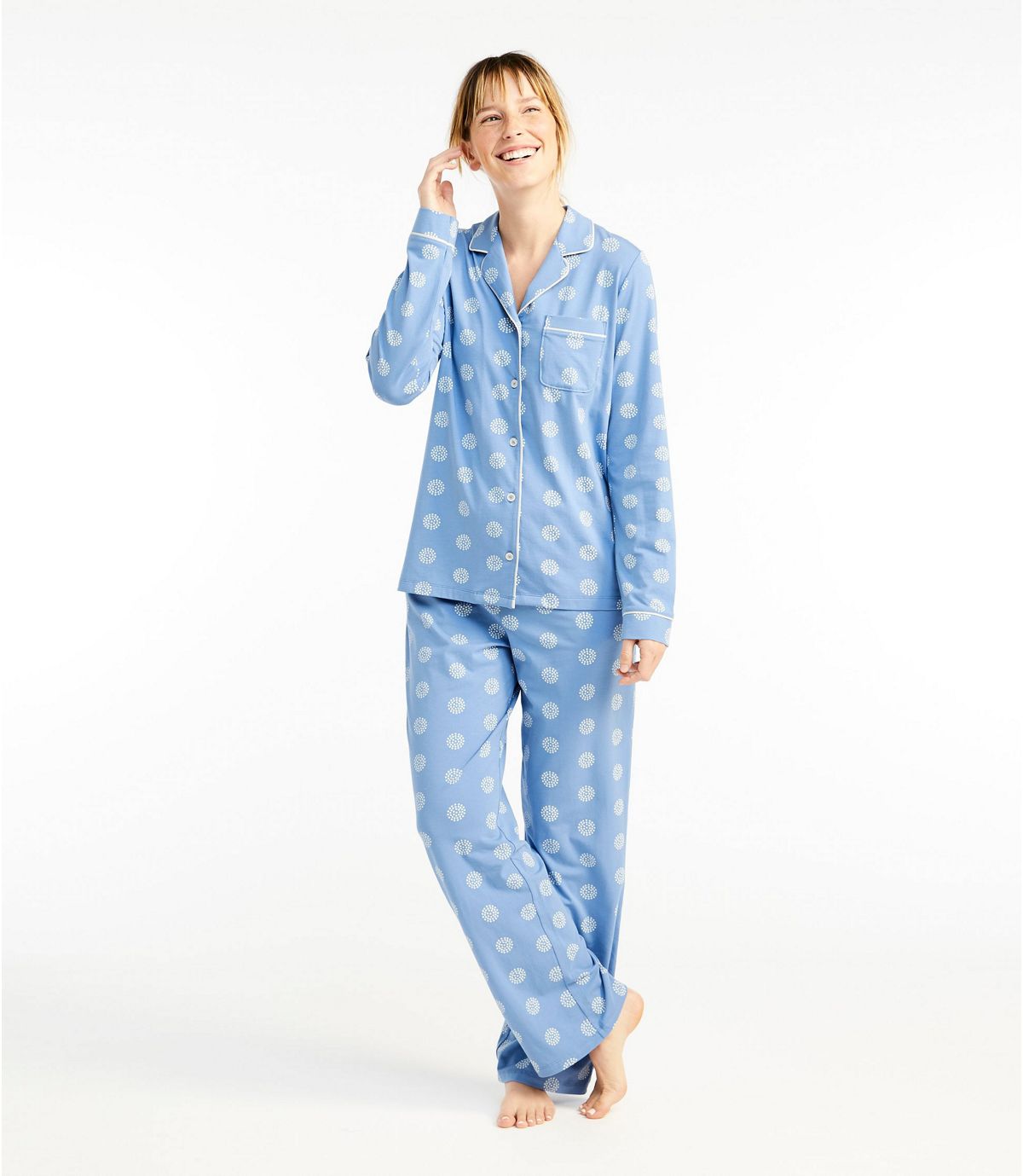 L.L.Bean Women's Organic Supersoft Shrink-Free Pajama Set, Button-Front