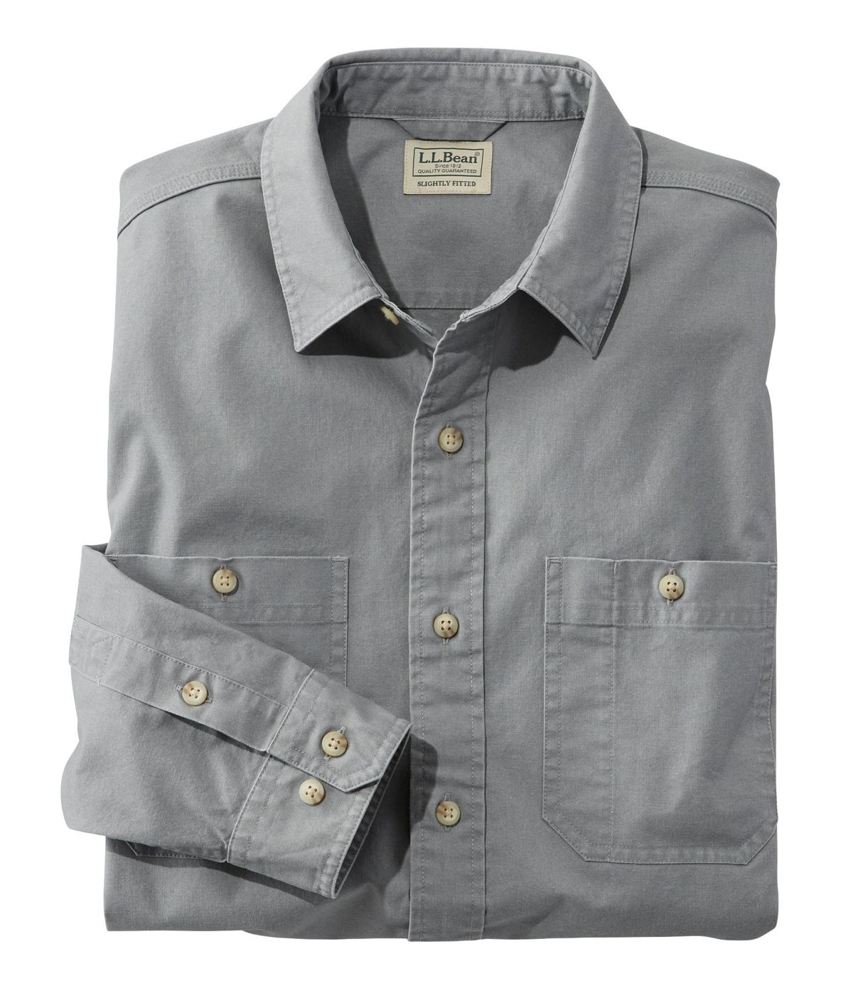 L.L.Bean Men's Sunwashed Canvas Shirt, Slightly Fitted, Long-Sleeve