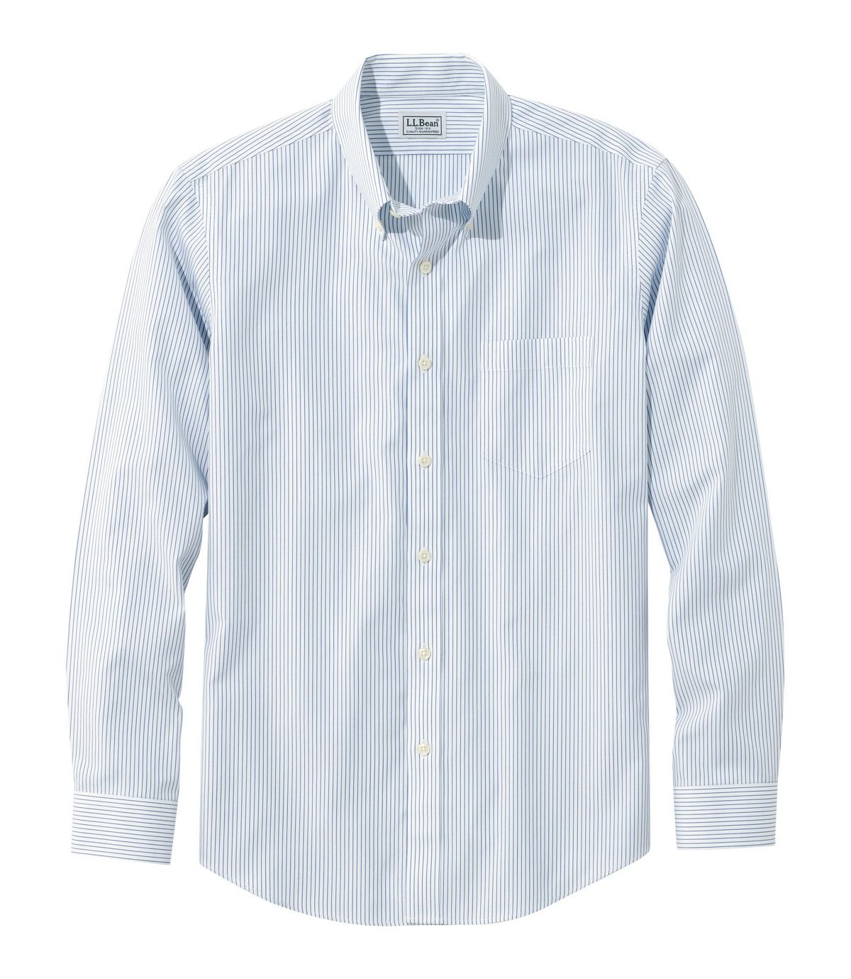 L.L.Bean Men's Wrinkle-Free Pinpoint Oxford Cloth Shirt, Slim Fit Stripe