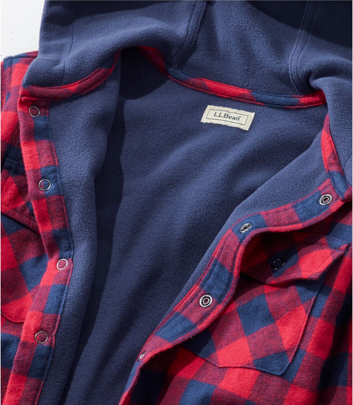 L.L.Bean Kids' Fleece-Lined Flannel Shirt, Hooded Plaid