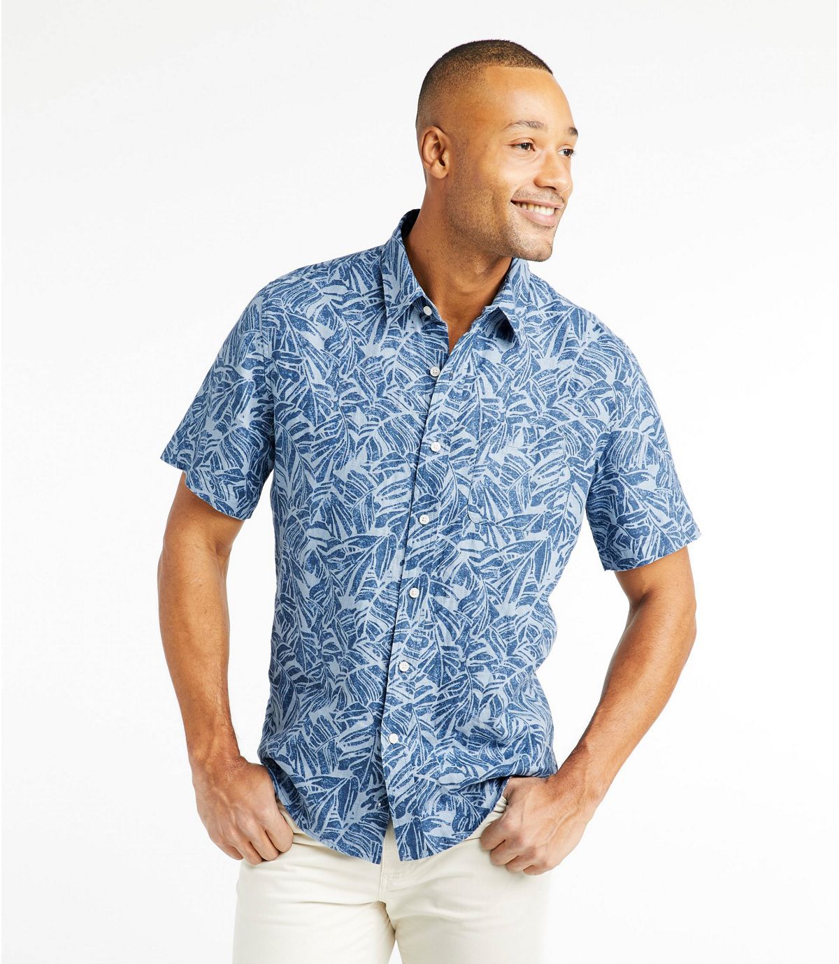 L.L.Bean Men's L.L.Bean Linen Shirt, Short-Sleeve, Print