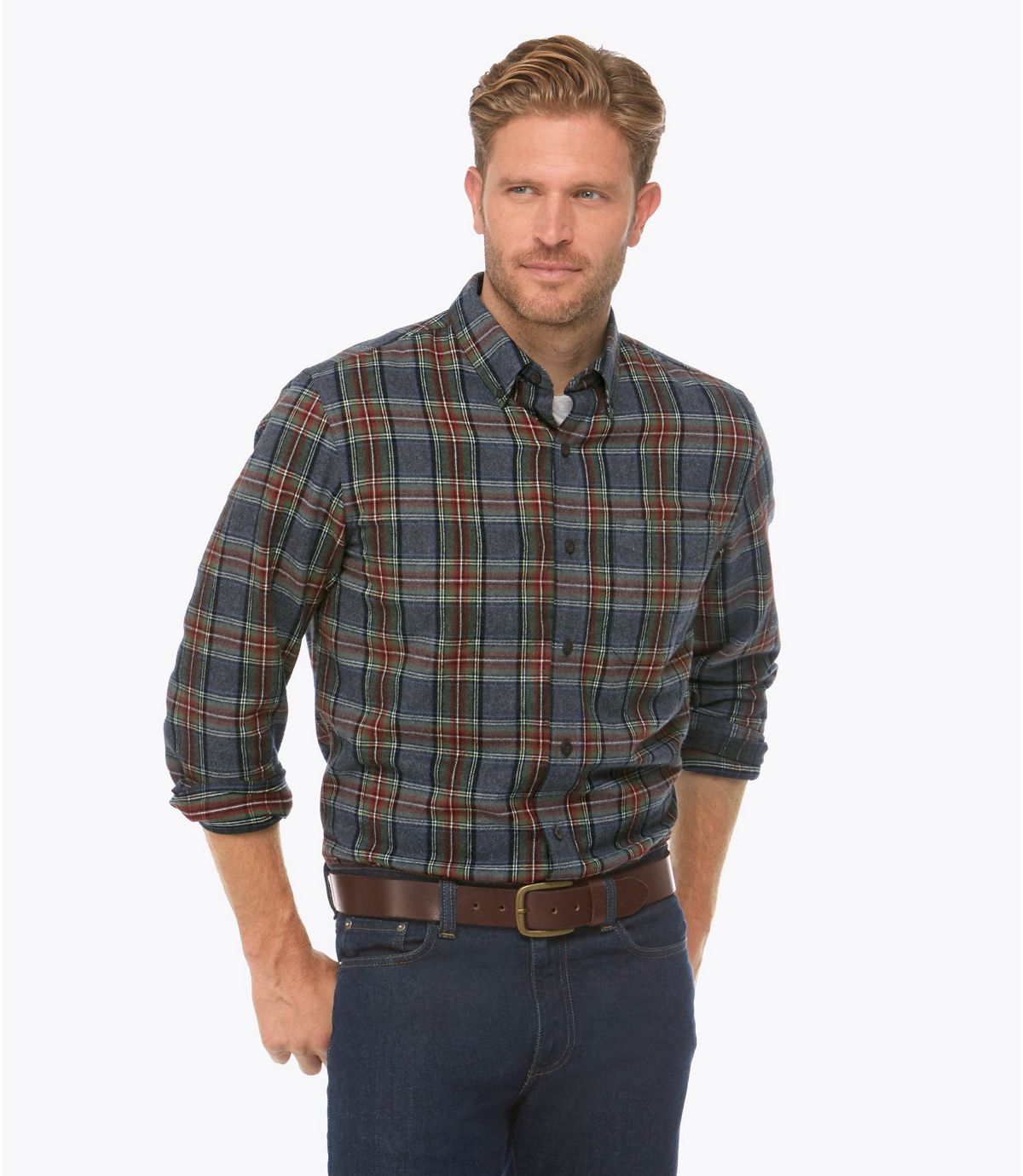 L.L.Bean Scotch Plaid Flannel Shirt, Slightly Fitted