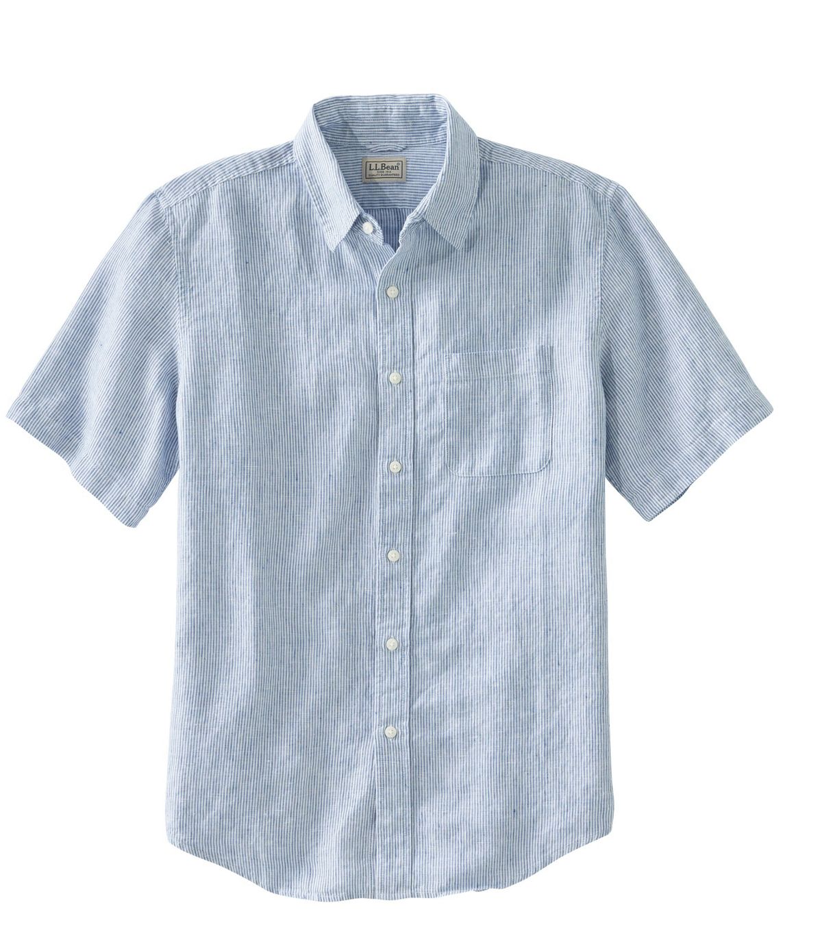 L.L.Bean Men's L.L.Bean Linen Shirt, Slightly Fitted Short-Sleeve Stripe
