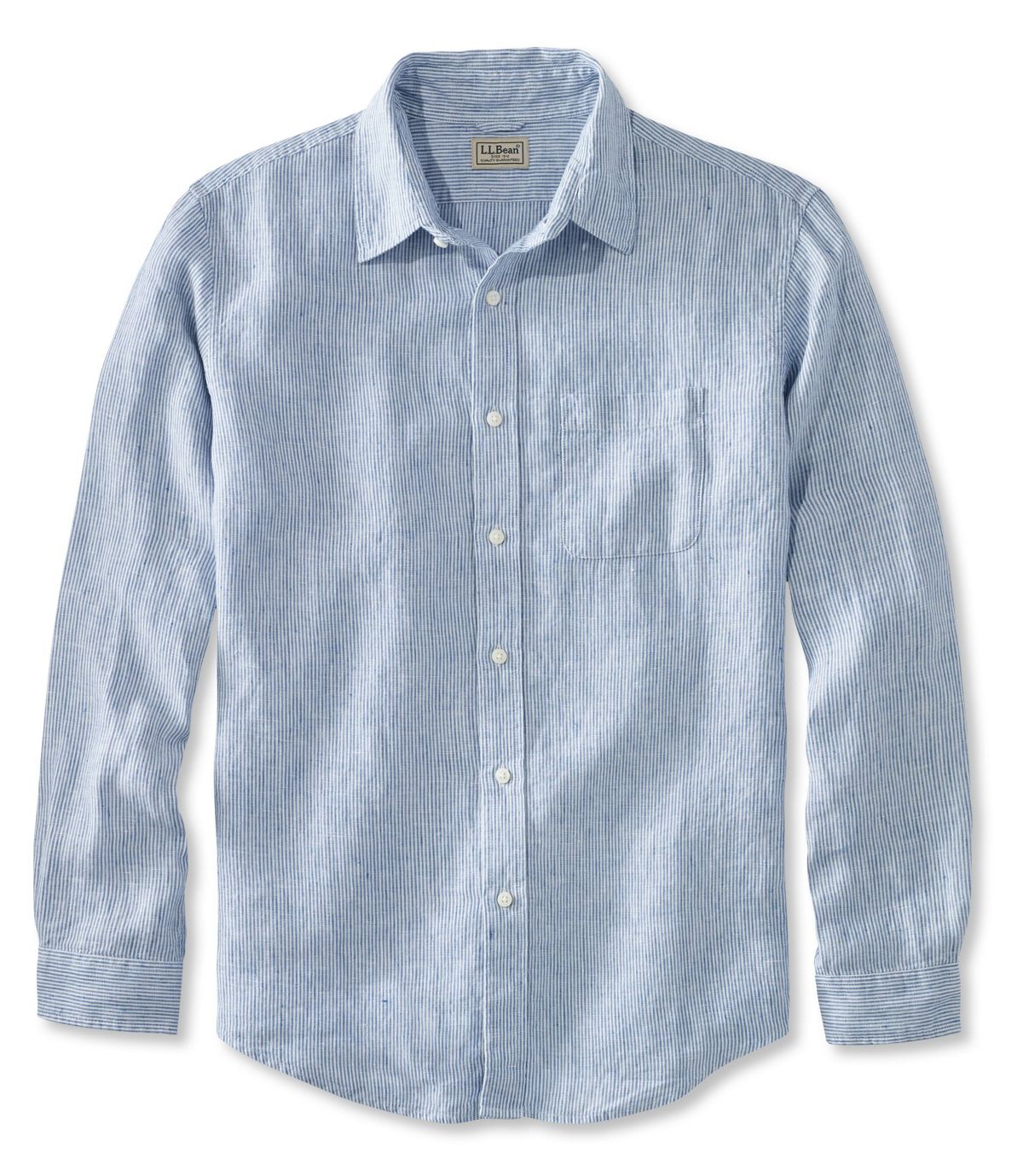 L.L.Bean Men's L.L.Bean Linen Shirt, Slightly Fitted Long-Sleeve Stripe