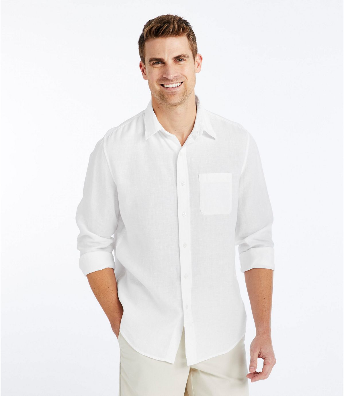 L.L.Bean Men's L.L.Bean Linen Shirt, Slightly Fitted Long-Sleeve