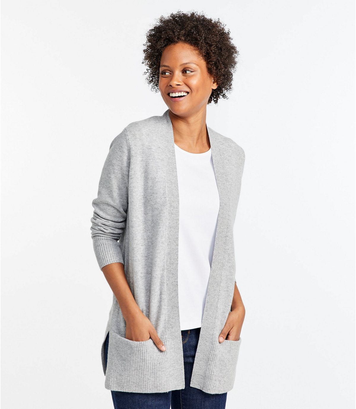 L.L.Bean Women's Classic Cashmere Open Cardigan with Pocket