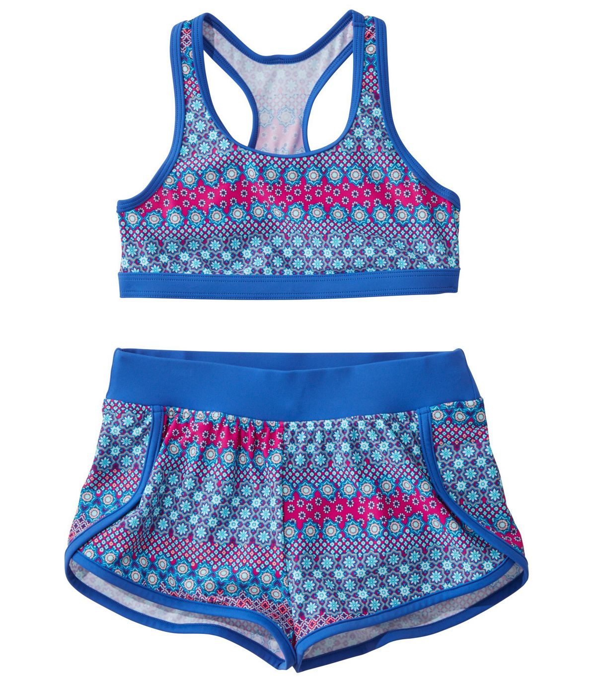 L.L.Bean Girls' BeanSport Short Set Swimsuit, Print