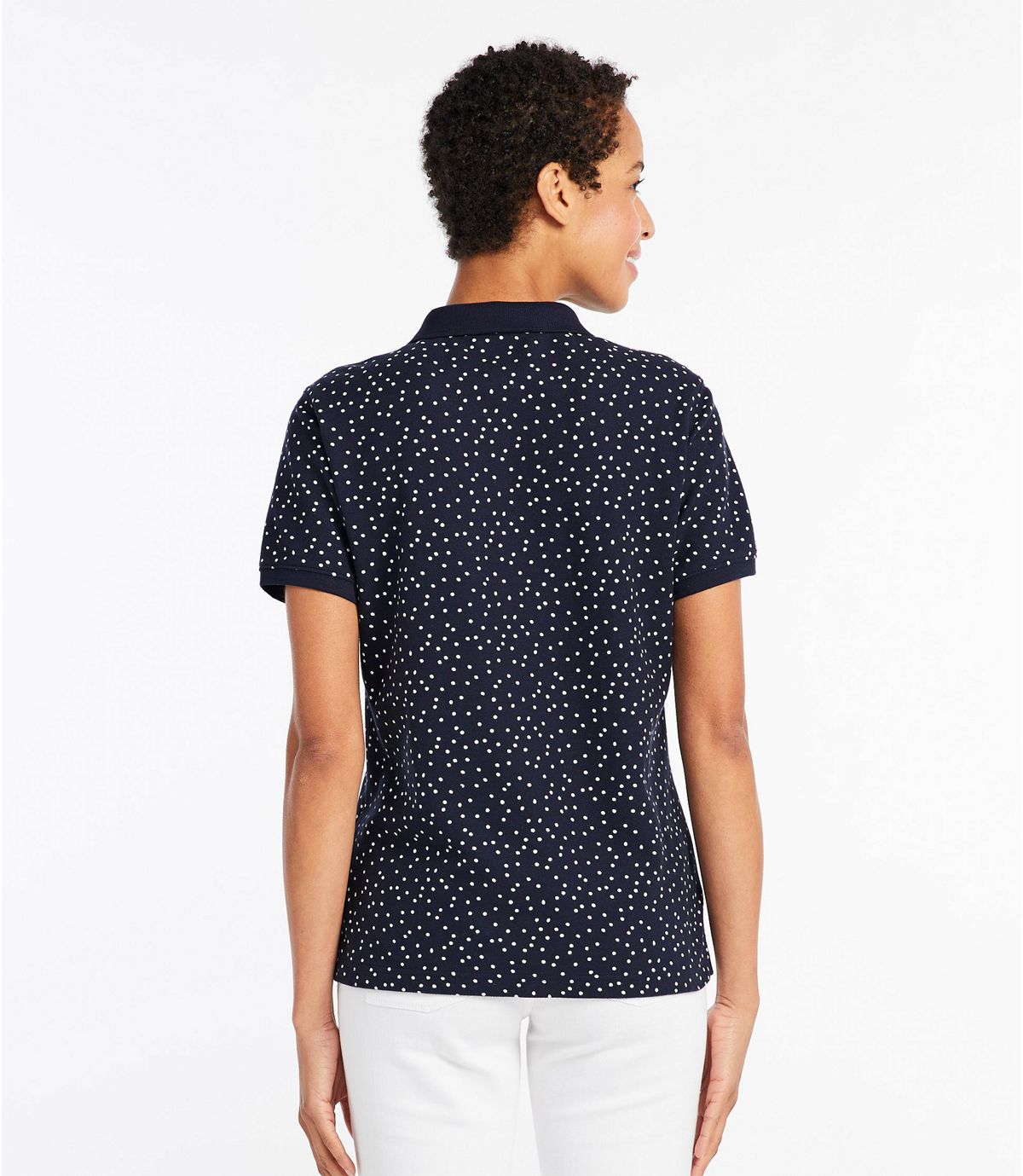 L.L.Bean Women's Premium Double L Polo, Short-Sleeve Relaxed Fit Print
