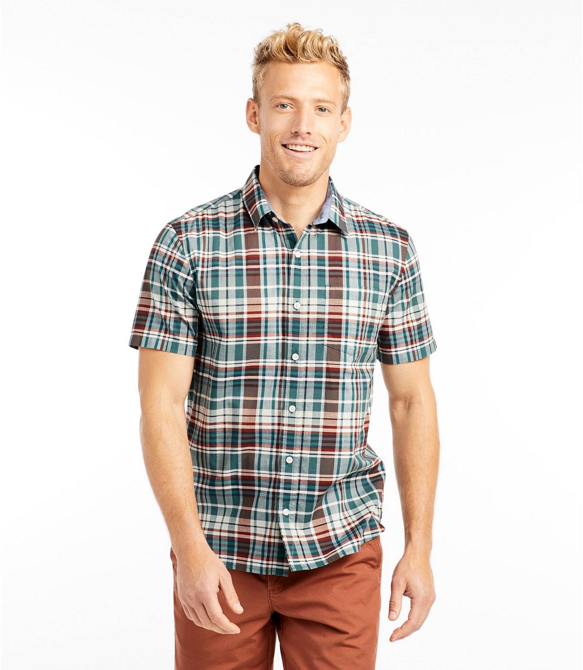 L.L.Bean Men's Signature Madras Shirt, Short-Sleeve, Plaid