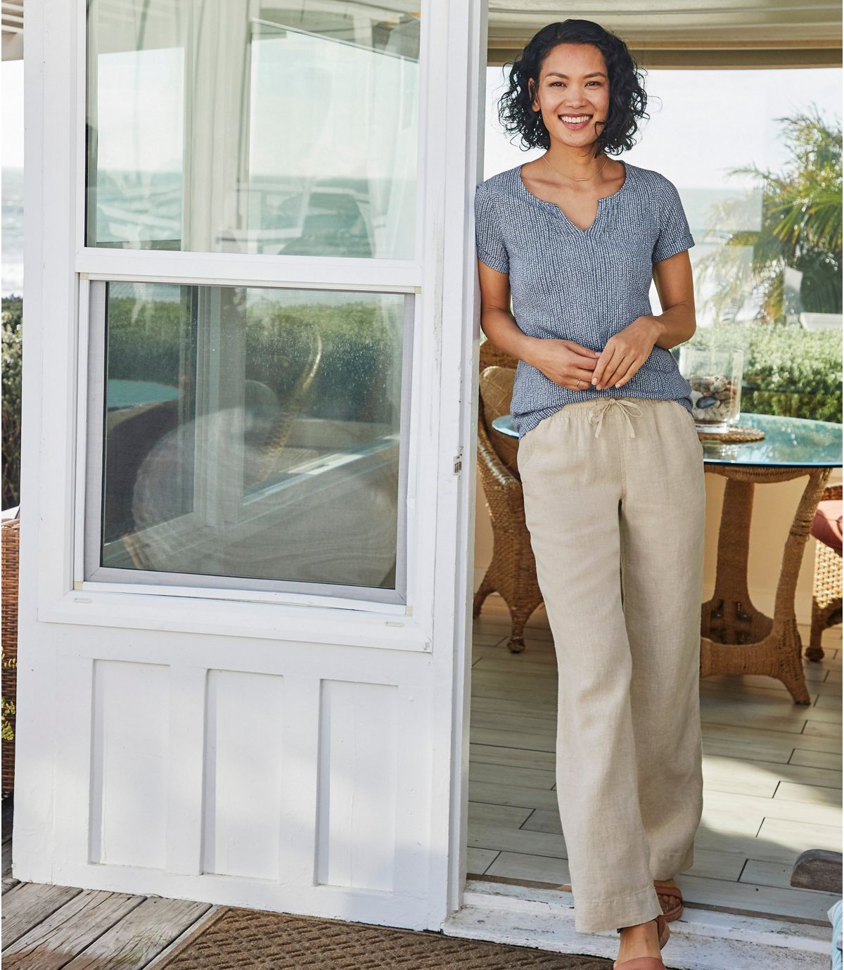 L.L.Bean Women's Premium Washable Linen Pull-On Pants