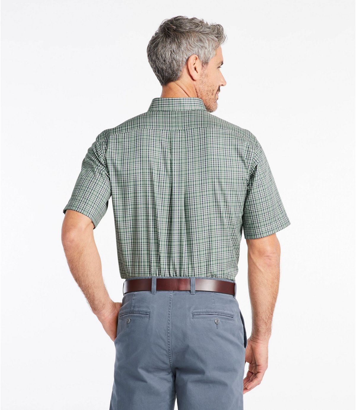 L.L.Bean Men's Wrinkle-Free Twill Sport Shirt, Traditional Fit Short-Sleeve Plaid