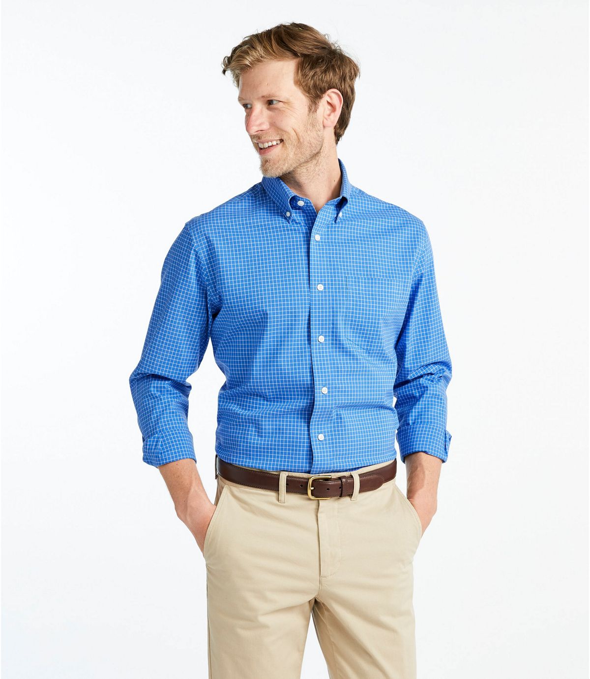 L.L.Bean Men's Wrinkle-Free Check Shirt, Slightly Fitted
