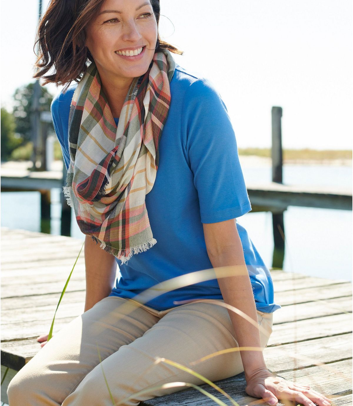 L.L.Bean Women's L.L.Bean Jewelneck Tee, Elbow-Sleeve