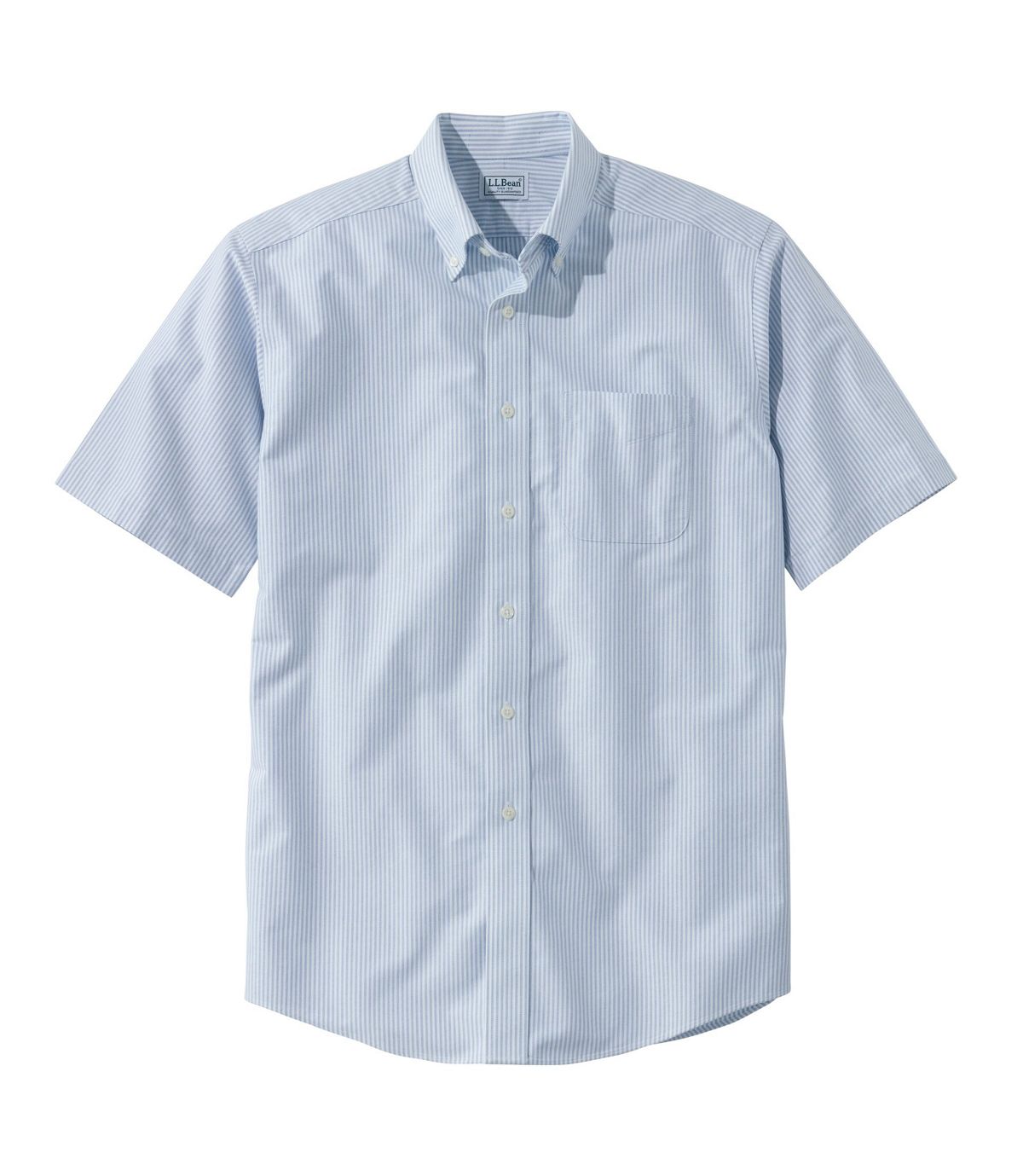 L.L.Bean Men's Wrinkle-Free Classic Oxford Cloth Shirt, Traditional Fit Short-Sleeve University Stripe
