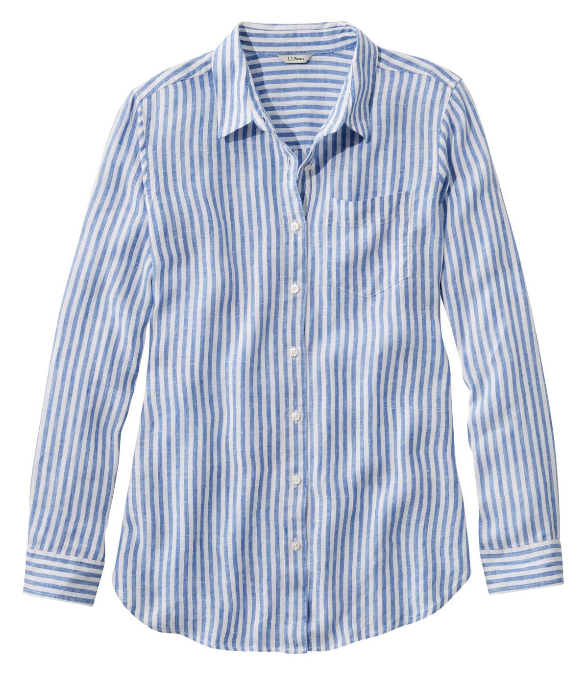 L.L.Bean Women's Premium Washable Linen Shirt, Tunic Stripe
