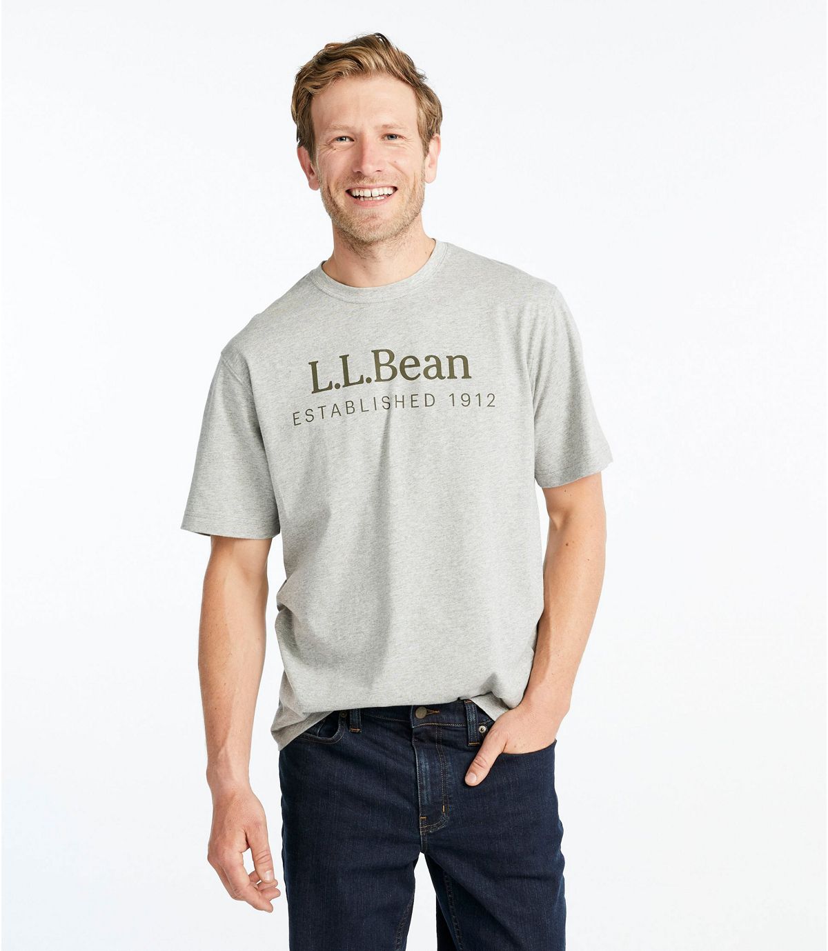 L.L.Bean Men's Carefree Unshrinkable Tee, L.L.Bean Logo, Short-Sleeve