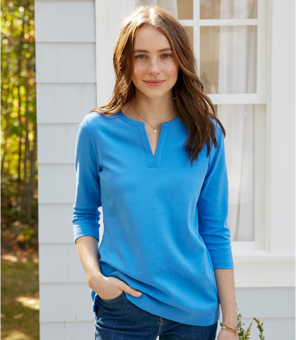 L.L.Bean Women's L.L.Bean Tee, Three-Quarter-Sleeve Splitneck Tunic