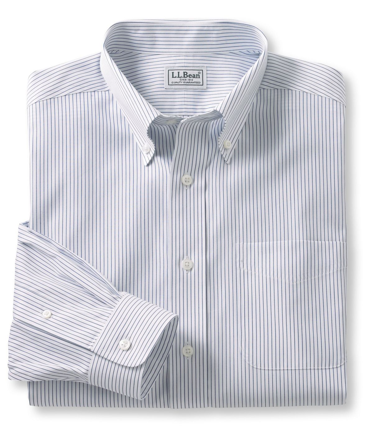 L.L.Bean Men's Wrinkle-Free Pinpoint Oxford Cloth Shirt, Slightly Fitted Stripe