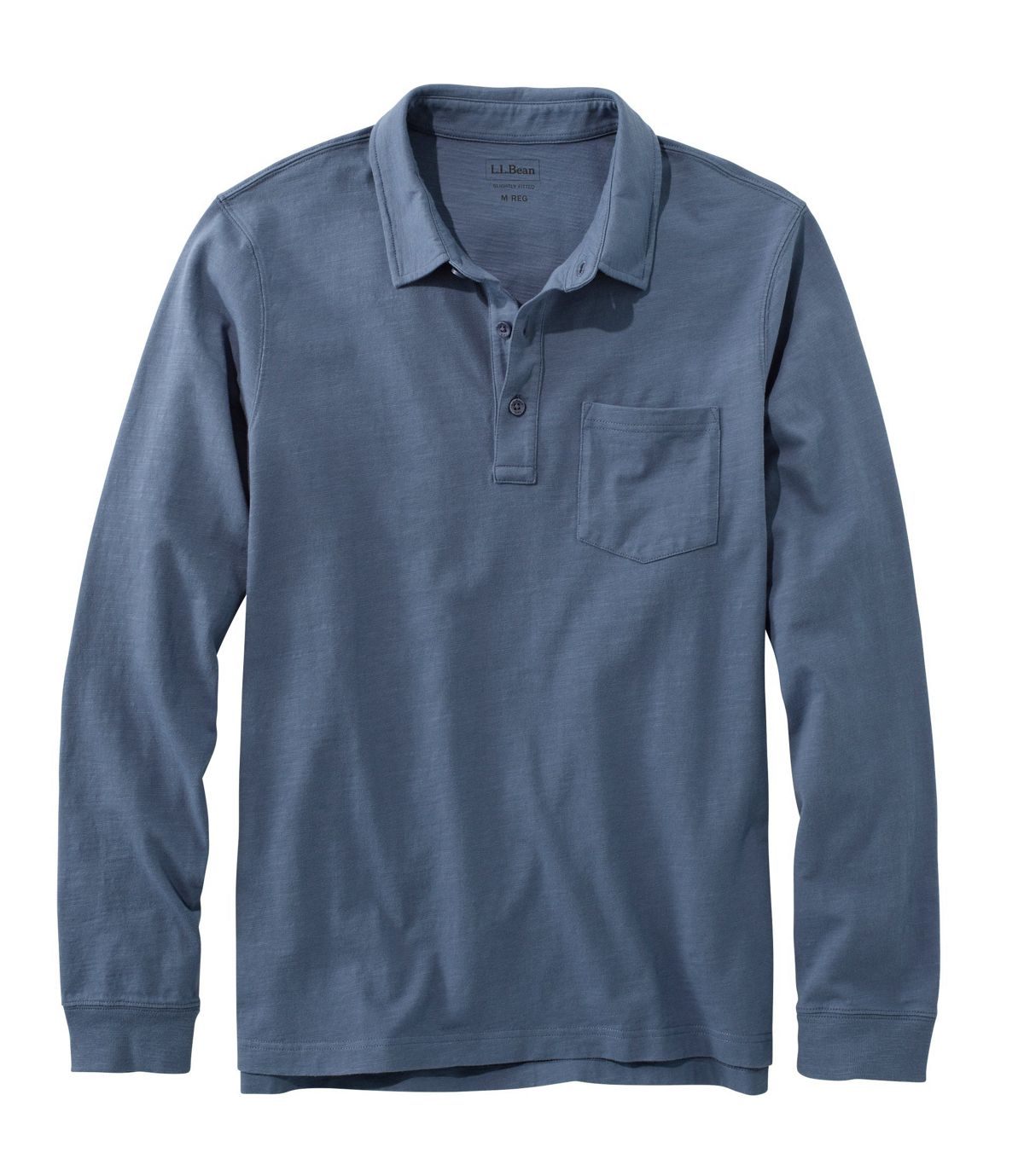 L.L.Bean Men's Lakewashed® Organic Cotton Polo with Pocket, Long-Sleeve