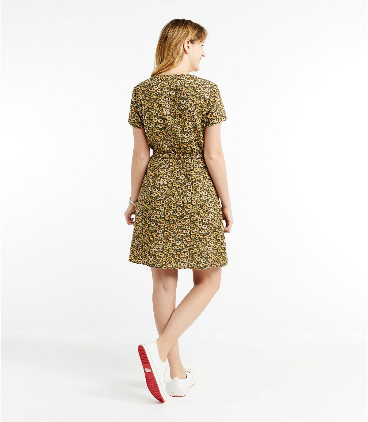 L.L.Bean Women's Signature Gauzy Textured Wrap Dress, Print