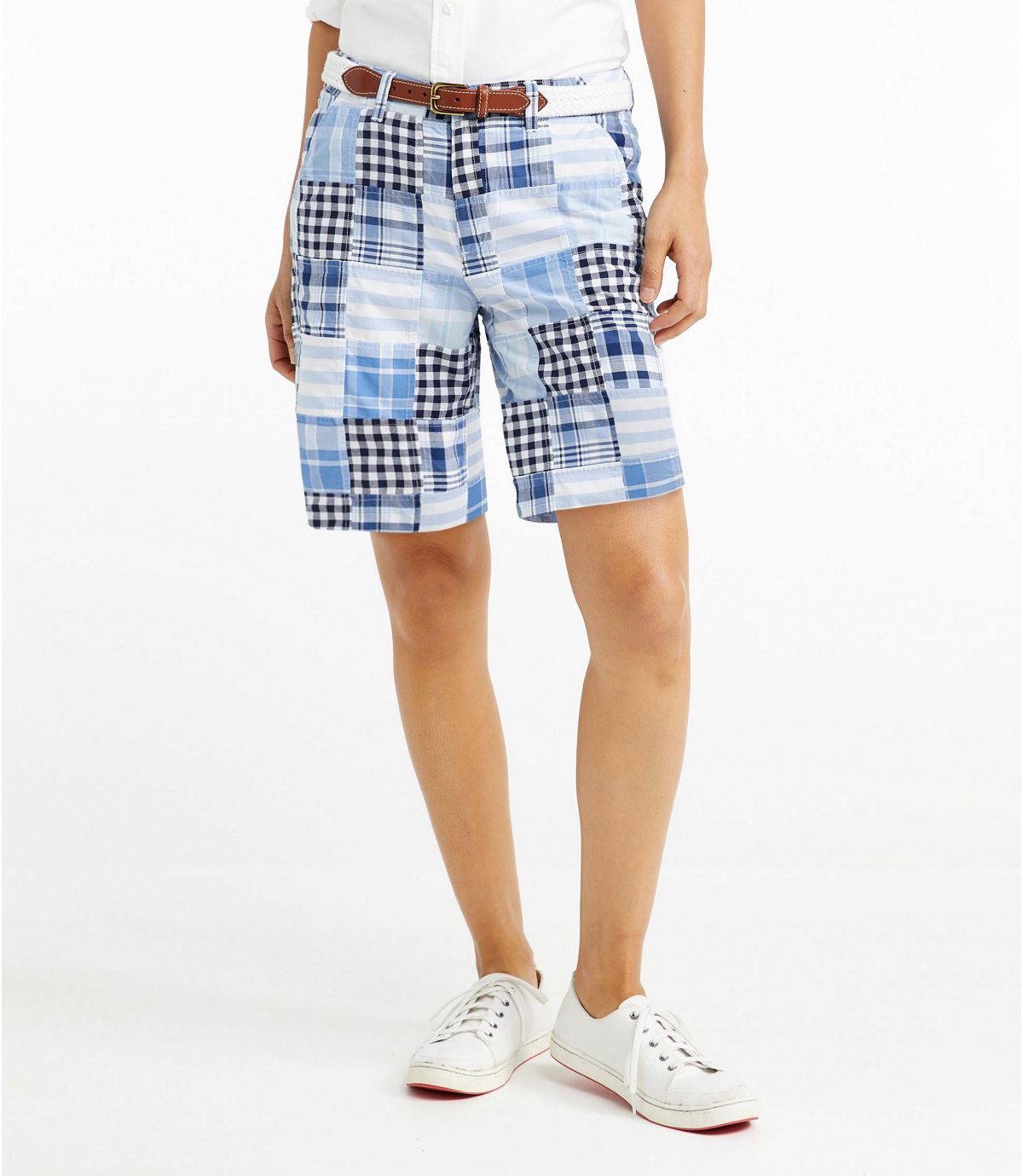 L.L.Bean Women's Lakewashed Chino Shorts, Bermuda Patchwork
