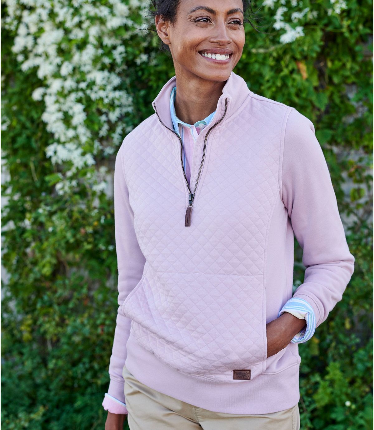 L.L.Bean Women's Quilted Quarter-Zip Pullover