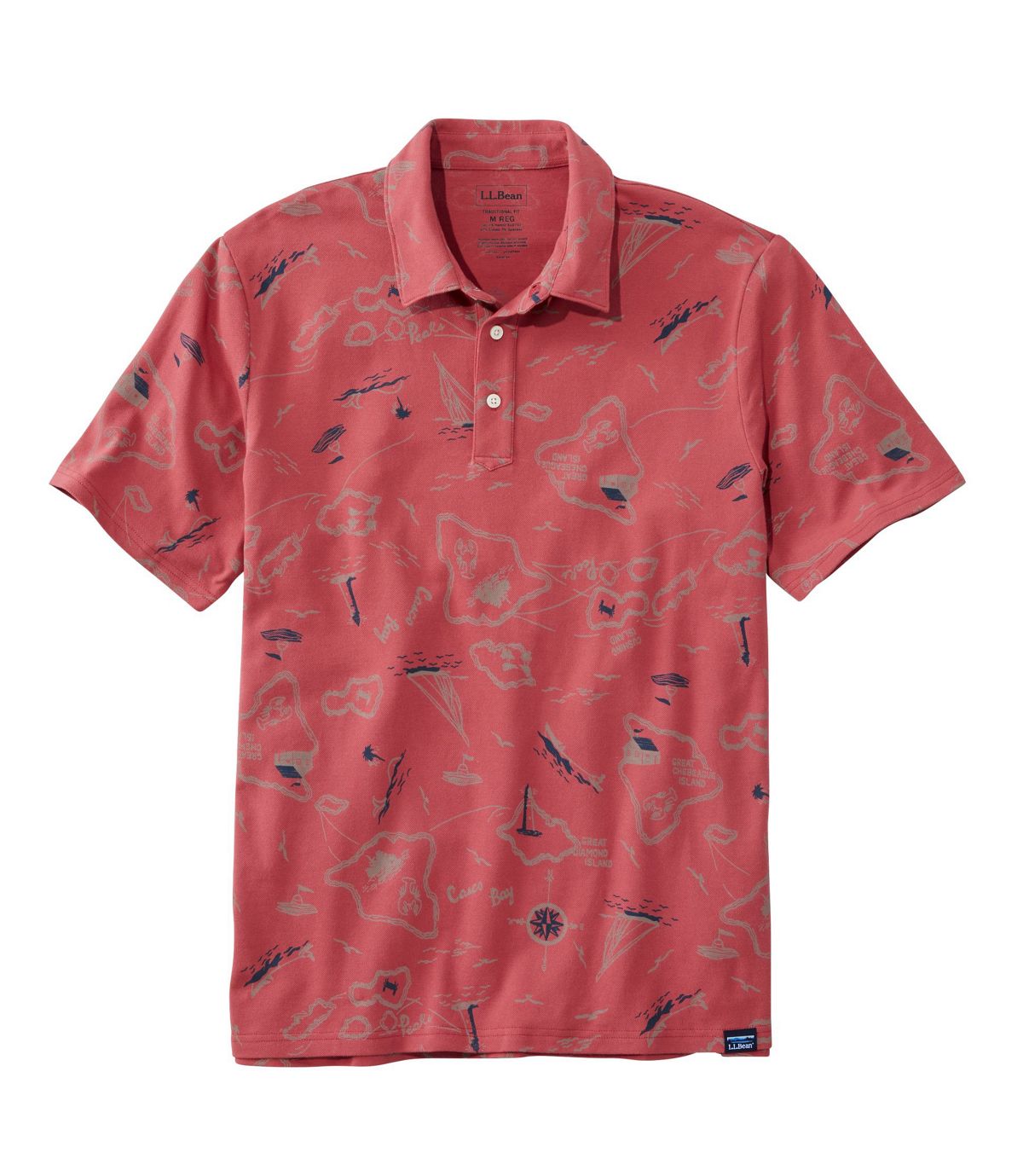 L.L.Bean Men's Stonecoast Stretch Polo, Short-Sleeve, Print