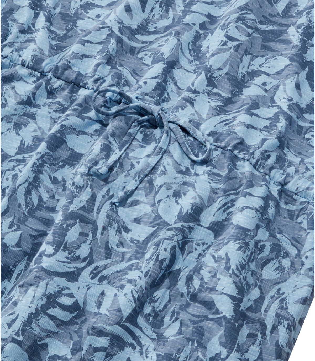 L.L.Bean Women's Cotton/Tencel Slub Dress, Short-Sleeve Tie-Front Print