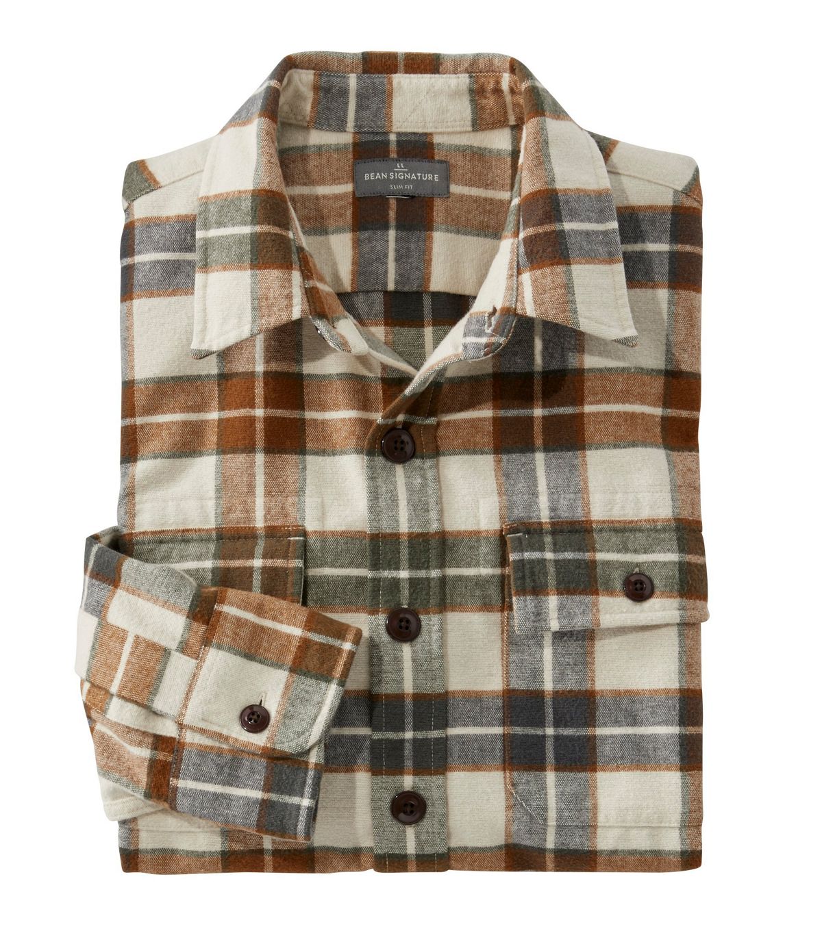 L.L.Bean Men's Signature 1933 Chamois Cloth Shirt, Slim Fit Plaid