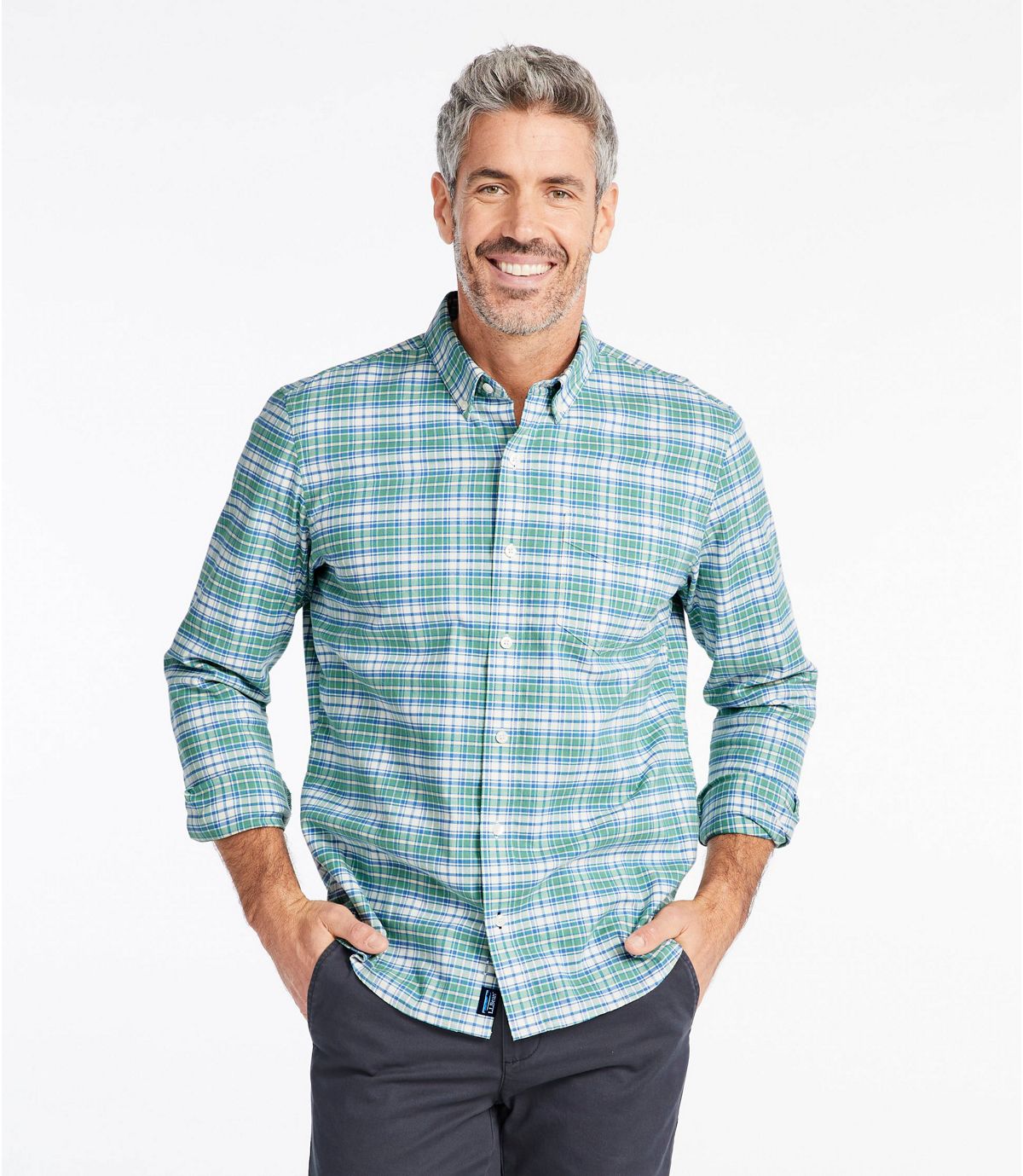 L.L.Bean Comfort Stretch Oxford Shirt, Slightly Fitted, Plaid