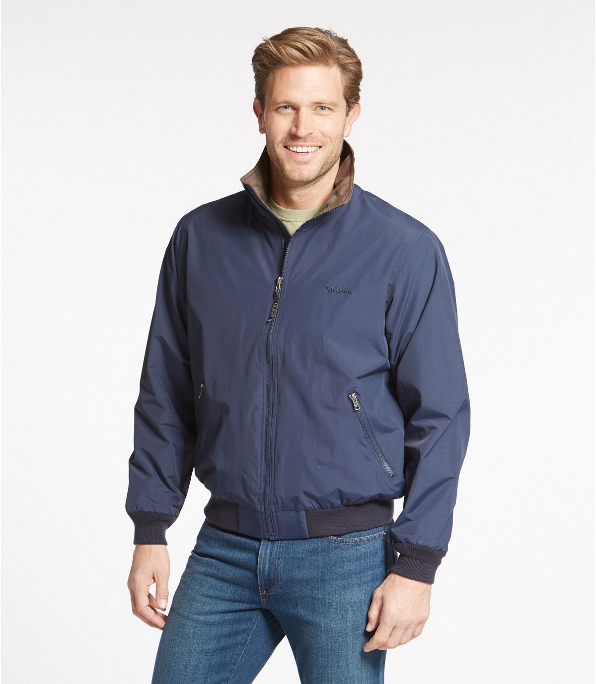 L.L.Bean Men's Warm-Up Jacket, Flannel-Lined