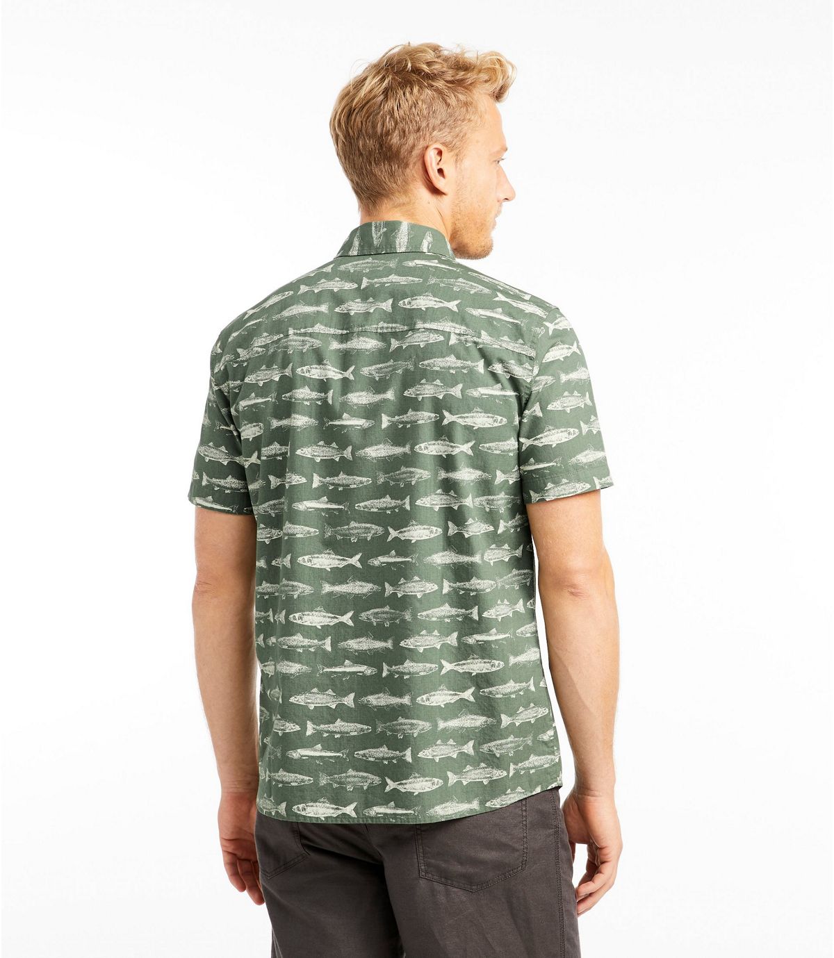 L.L.Bean Men's Signature Printed Shirt, Short-Sleeve