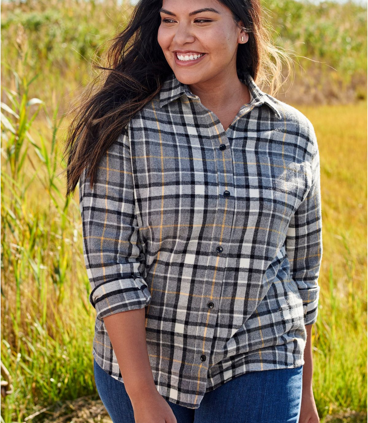 L.L.Bean Women's Scotch Plaid Flannel Shirt, Relaxed