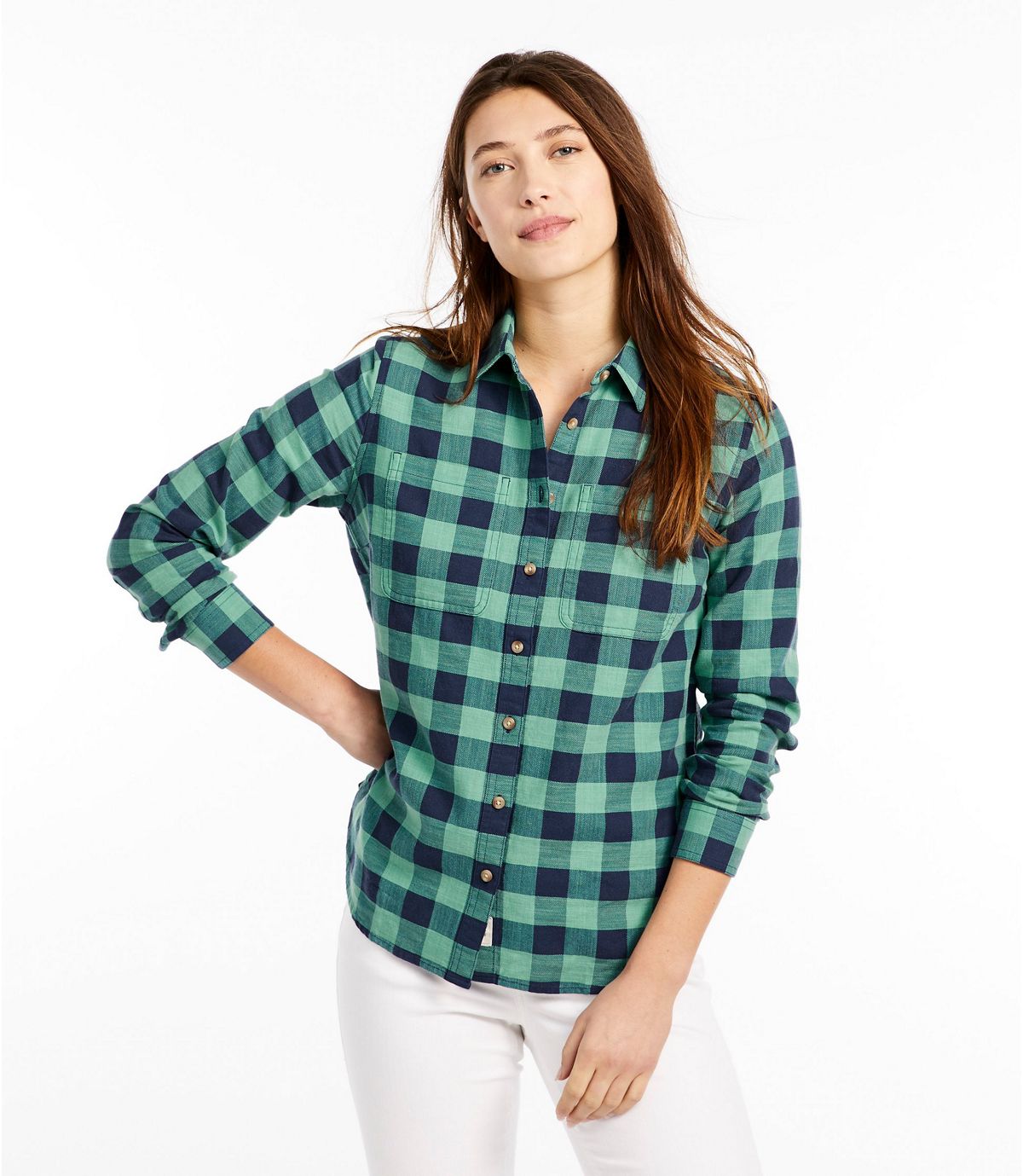 L.L.Bean Women's L.L.Bean Heritage Washed Twill Shirt, Long-Sleeve Plaid
