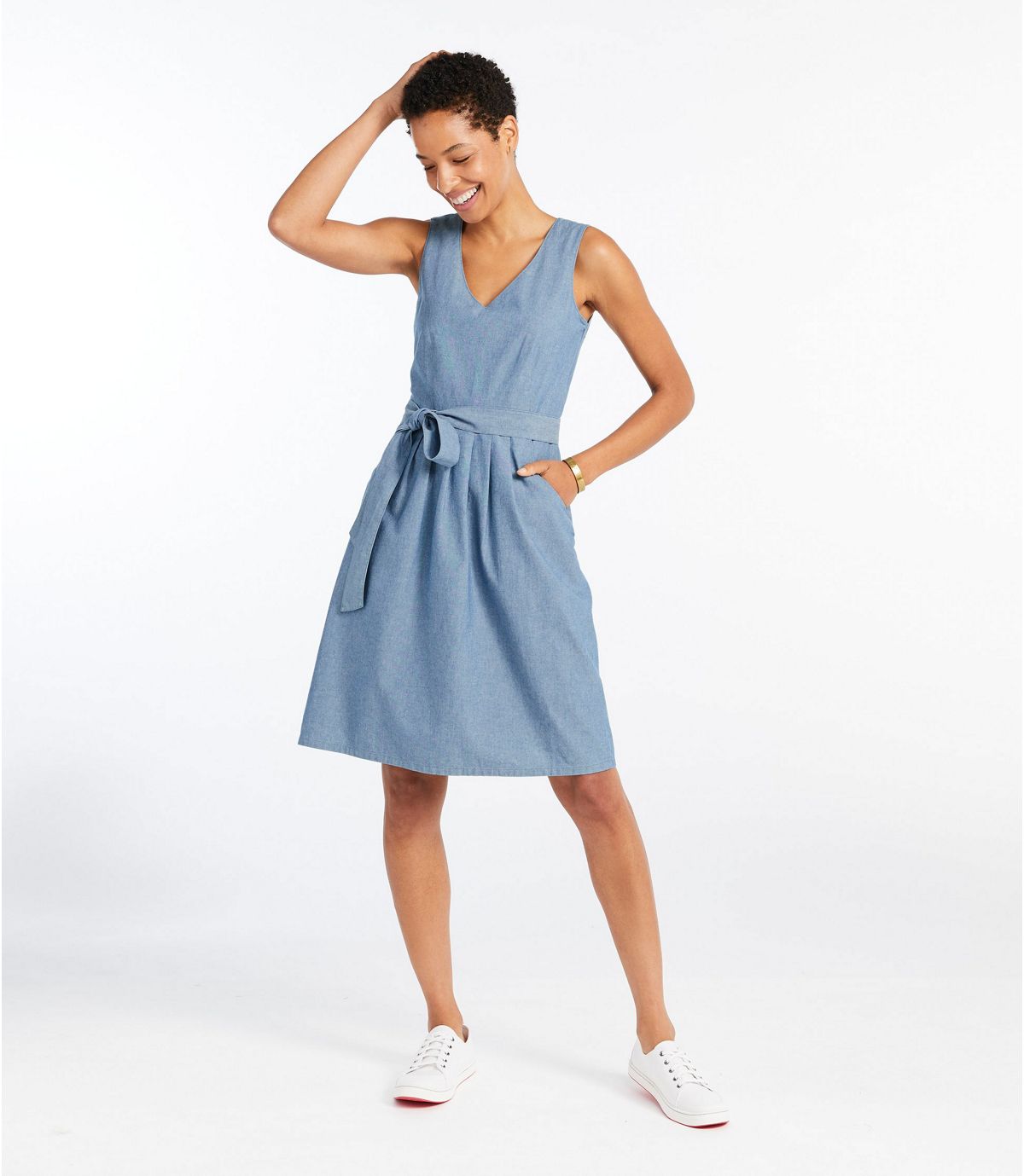 L.L.Bean Women's Signature V-Neck Chambray Dress
