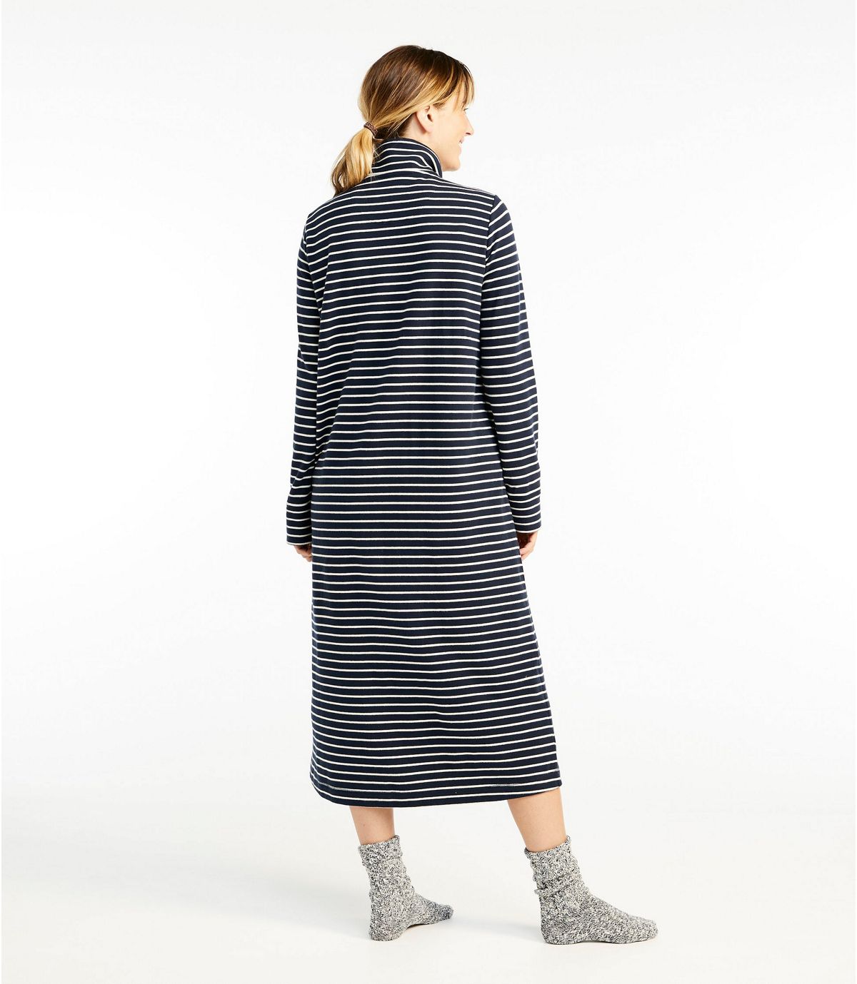 L.L.Bean Women's Ultrasoft Sweatshirt Robe, Stripe