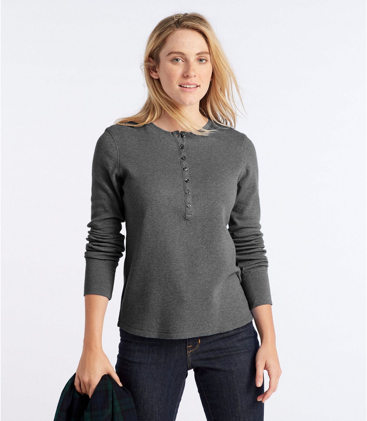 L.L.Bean Women's Waffle-Knit Henley